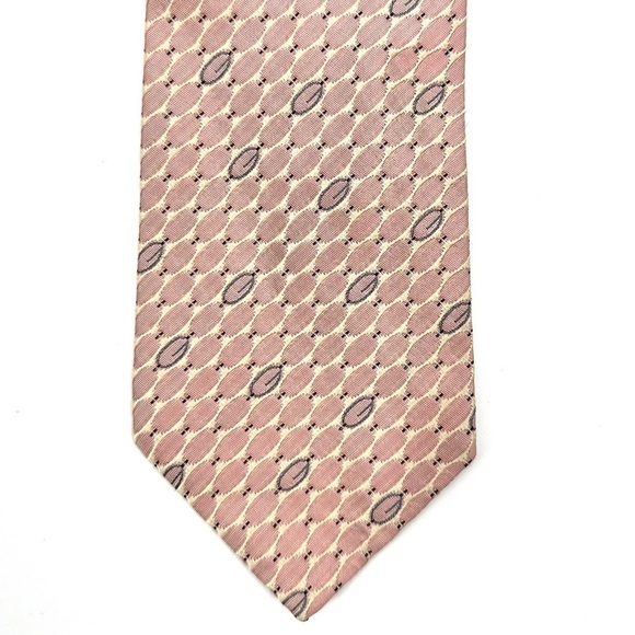Gucci 100% Silk Tie Pink Pointed With Monogram G Made In Italy Oval Pattern - Picture 2 of 10